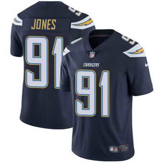 Nike Chargers #91 Justin Jones Navy Blue Team Color Mens Stitched NFL Vapor Untouchable Limited Jersey